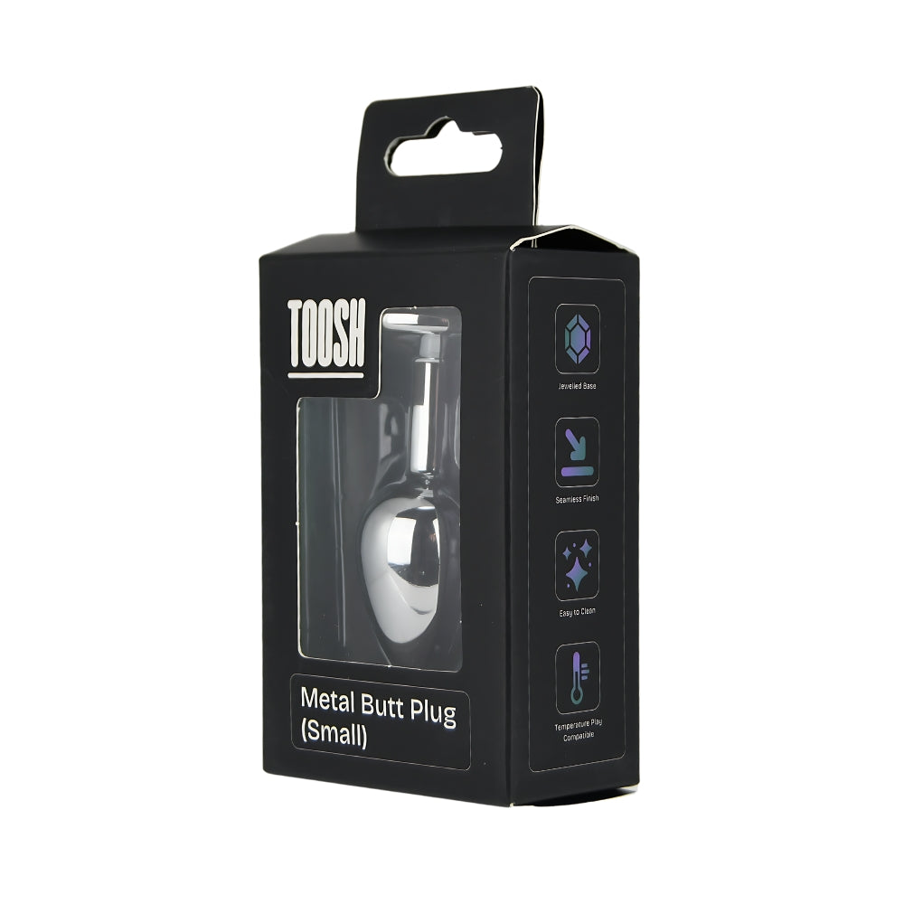 Toosh Silver Metal Butt Plug Small Clear Stone