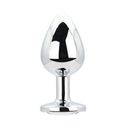 Toosh Silver Metal Butt Plug Large Clear Stone