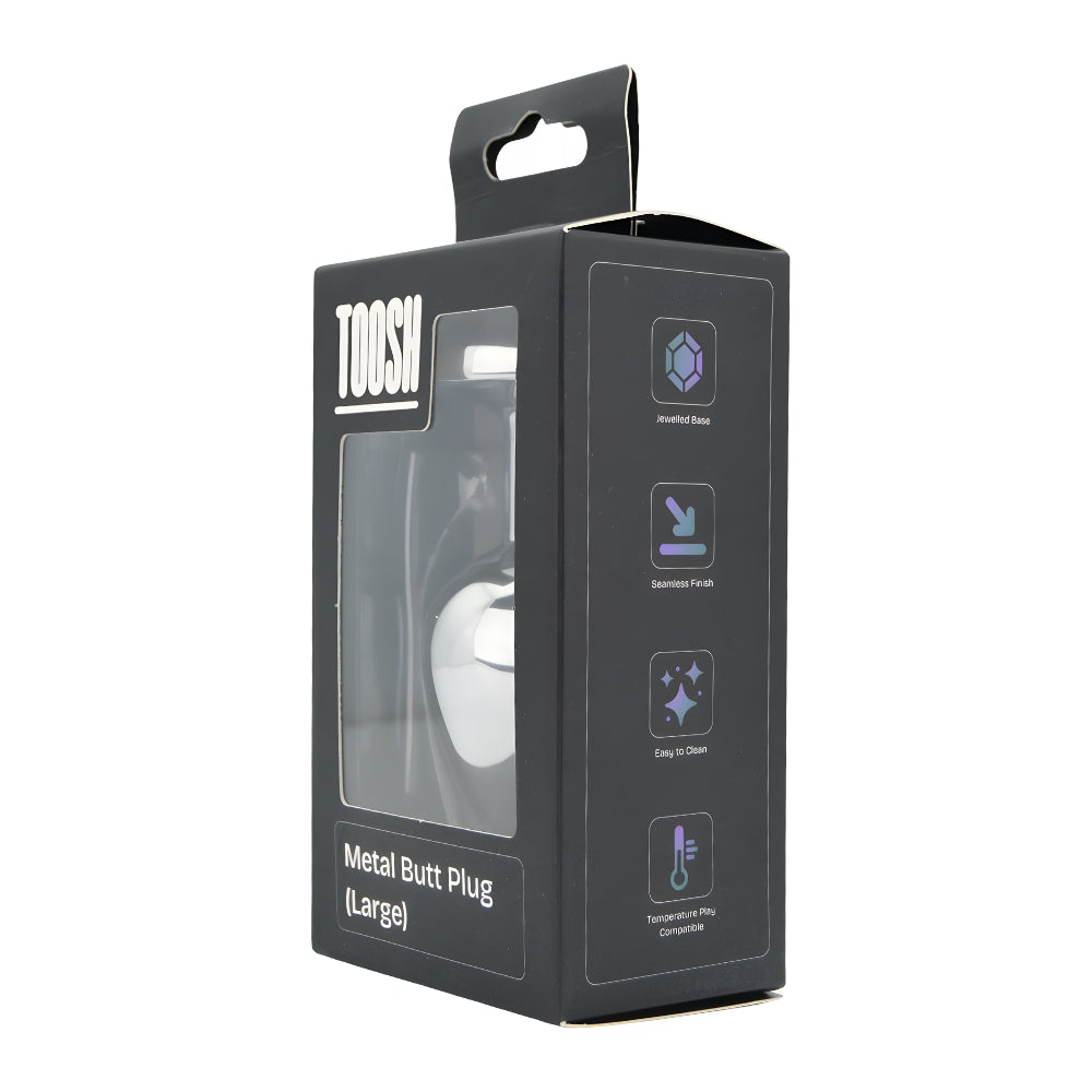 Toosh Silver Metal Butt Plug Large Pink Stone