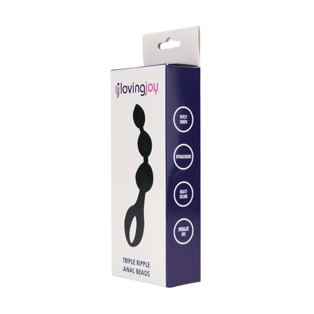 Loving Joy Triple Ripple Anal Beads-Black