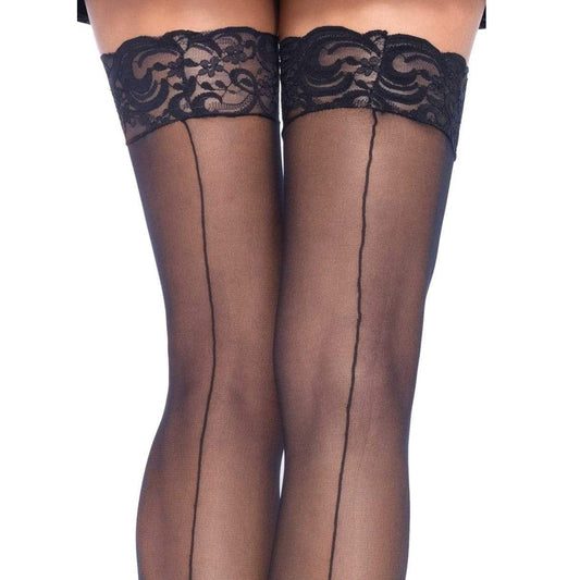 Leg Avenue Sheer Stockings With Backseam-Black