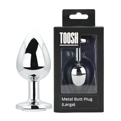 Toosh Silver Metal Butt Plug Large Clear Stone