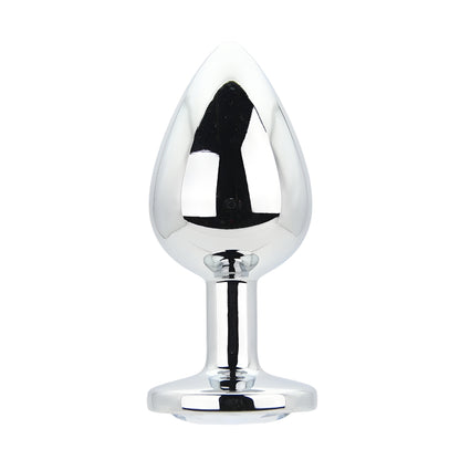 Toosh Silver Metal Butt Plug Large Clear Stone