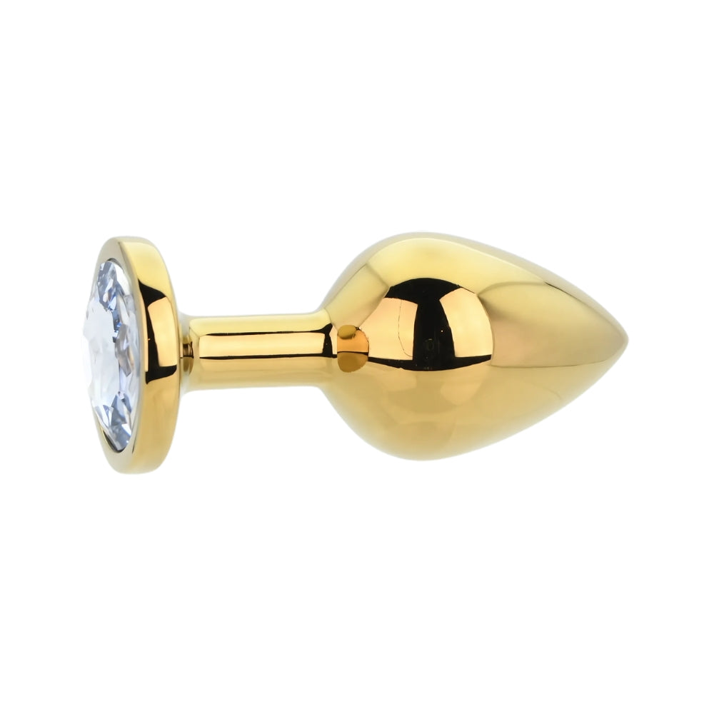 Toosh Gold Metal Butt Plug Medium Clear Stone