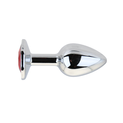 Toosh Silver Metal Butt Plug Small Red Stone