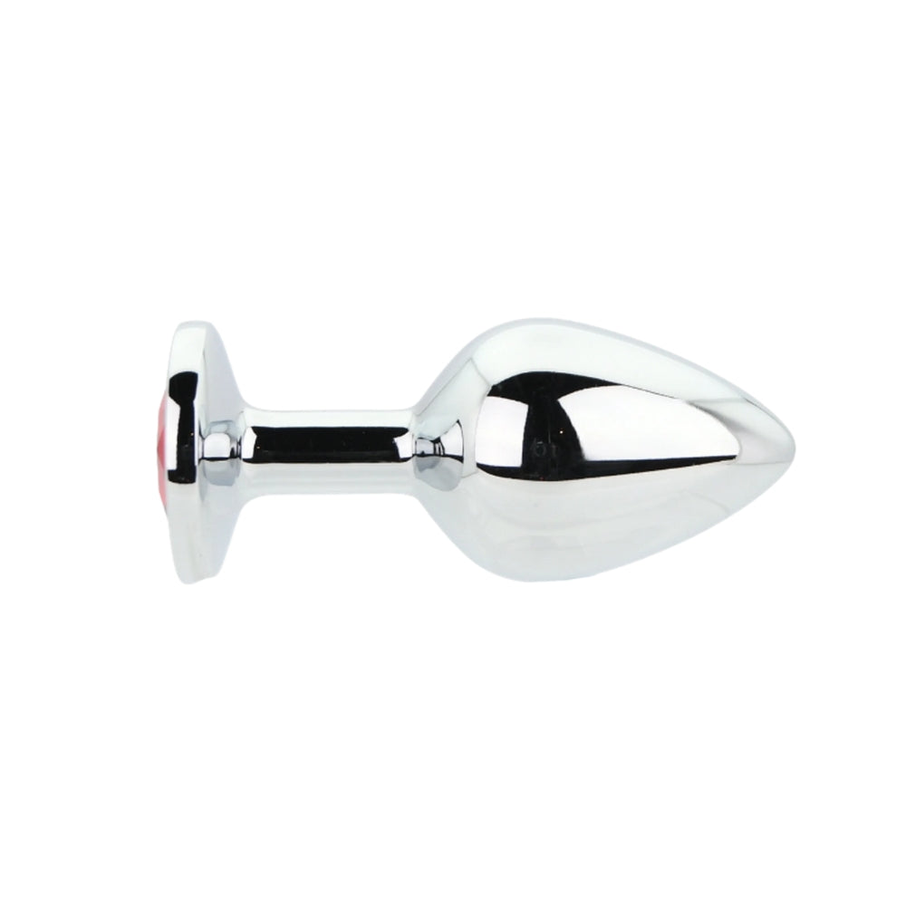 Toosh Silver Metal Butt Plug Medium Red Stone
