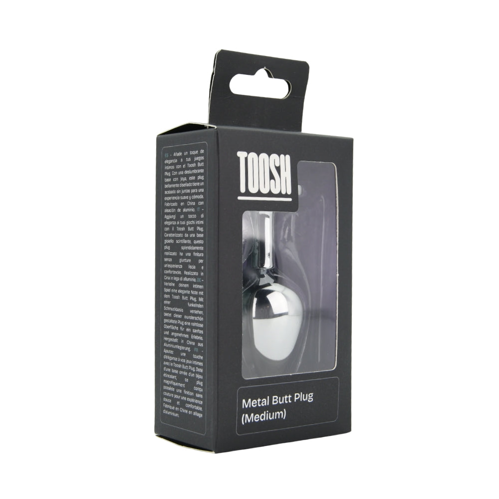 Toosh Silver Metal Butt Plug Medium Red Stone