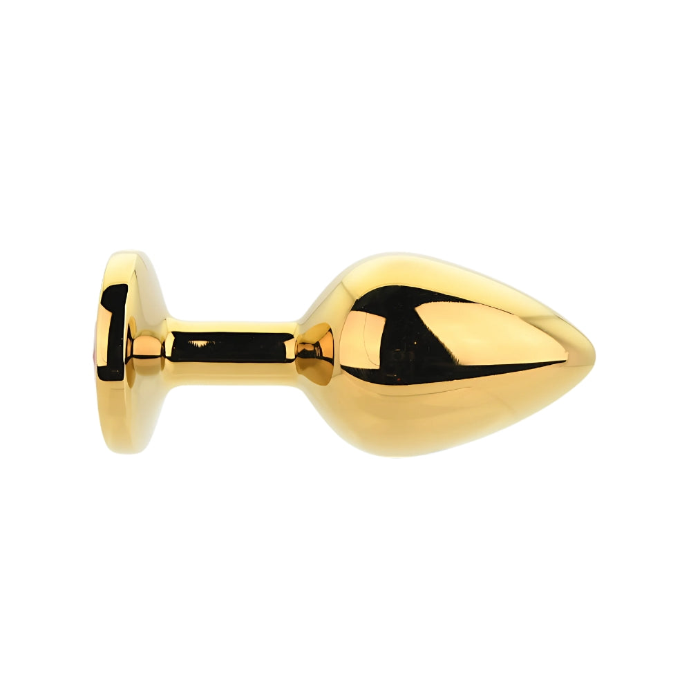 Toosh Gold Metal Butt Plug Medium Red Stone