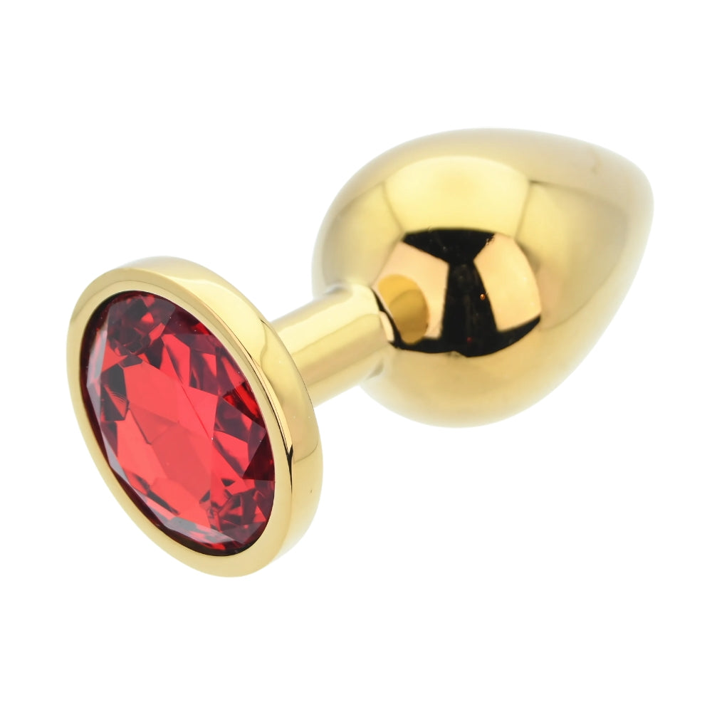 Toosh Gold Metal Butt Plug Large Red Stone