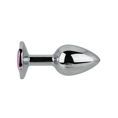 Toosh Silver Metal Butt Plug Small Pink Stone