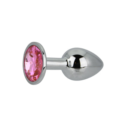 Toosh Silver Metal Butt Plug Small Pink Stone