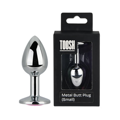 Toosh Silver Metal Butt Plug Small Pink Stone