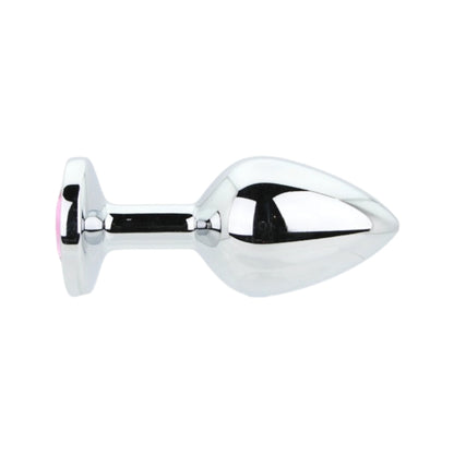Toosh Silver Metal Butt Plug Medium Pink Stone