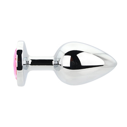 Toosh Silver Metal Butt Plug Large Pink Stone