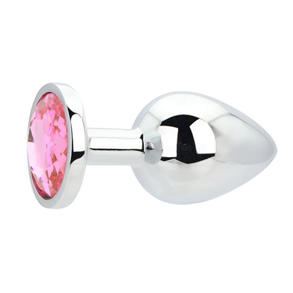 Toosh Silver Metal Butt Plug Large Pink Stone