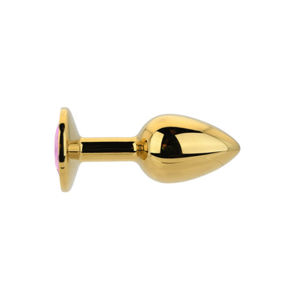 Toosh Gold Metal Butt Plug Small Pink Stone