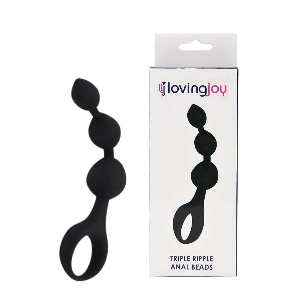 Loving Joy Triple Ripple Anal Beads-Black