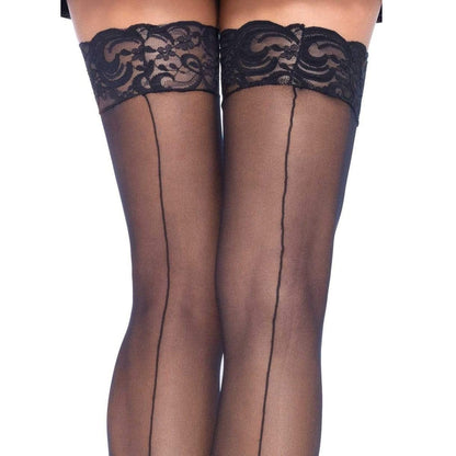 Leg Avenue Sheer Stockings With Backseam-Black