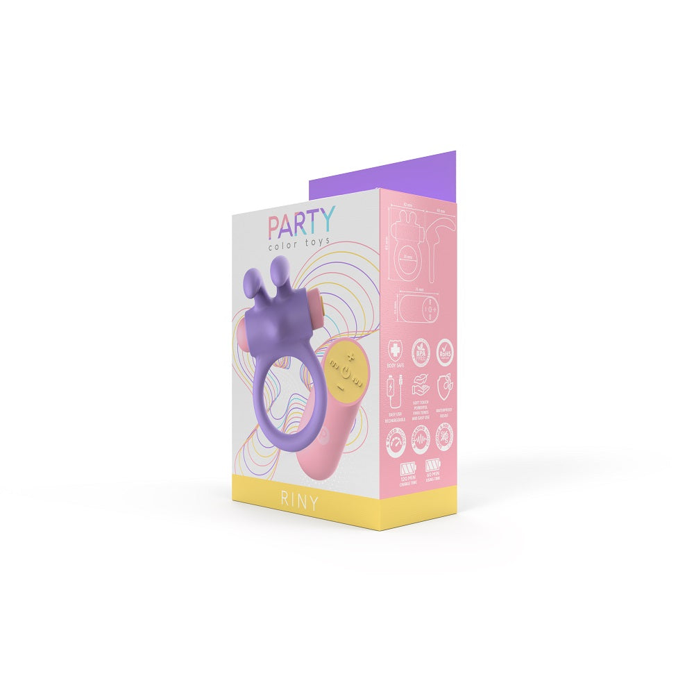 Party Color RINY Remote Control Rabbit Cock Ring Purple