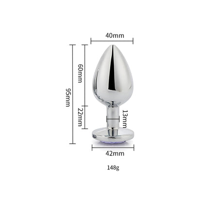 Toosh Silver Metal Butt Plug Large Red Stone