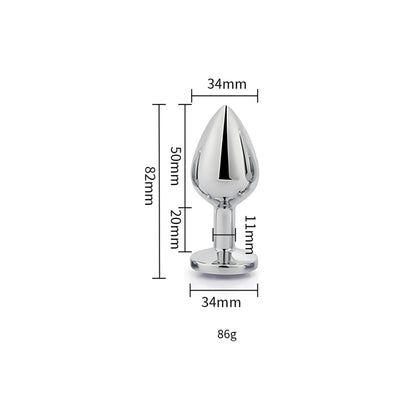 Toosh Silver Metal Butt Plug Medium Red Stone